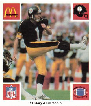 1986 McDonald's Pittsburgh Steelers #NNO Gary Anderson Front