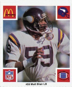 1986 McDonald's Minnesota Vikings #NNO Matt Blair Front
