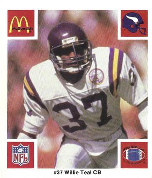 1986 McDonald's Minnesota Vikings #NNO Willie Teal Front