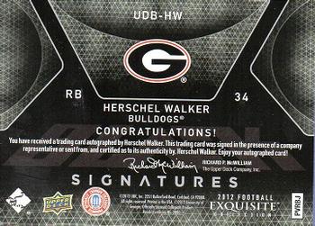 2012 Upper Deck Exquisite Collection - UD Black Signatures #UDB-HW Herschel Walker Back