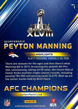 2014 Panini Super Bowl XLVIII Denver Broncos #1 Peyton Manning Back