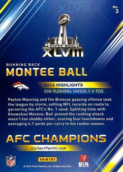 2014 Panini Super Bowl XLVIII Denver Broncos #3 Montee Ball Back