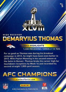 2014 Panini Super Bowl XLVIII Denver Broncos #5 Demaryius Thomas Back