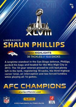 2014 Panini Super Bowl XLVIII Denver Broncos #9 Shaun Phillips Back