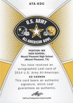 2014 Leaf Metal Draft - Army All-American Bowl #ATA-KDC KD Cannon Back