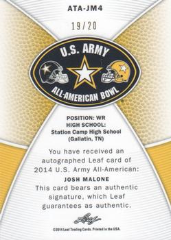 2014 Leaf Metal Draft - Army All-American Bowl Prismatic Blue #ATA-JM4 Josh Malone Back