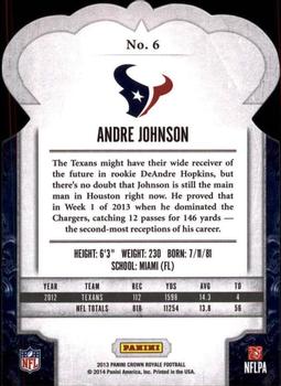 2013 Panini Crown Royale - Gold Holo (Die Cut Crown) #6 Andre Johnson Back