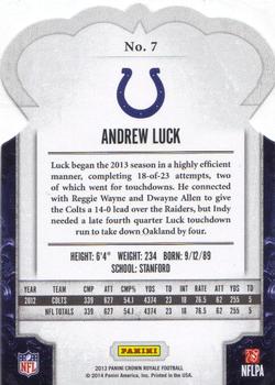 2013 Panini Crown Royale - Gold Holo (Die Cut Crown) #7 Andrew Luck Back