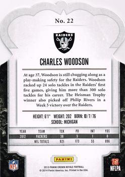 2013 Panini Crown Royale - Gold Holo (Die Cut Crown) #22 Charles Woodson Back