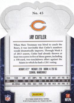 2013 Panini Crown Royale - Gold Holo (Die Cut Crown) #45 Jay Cutler Back