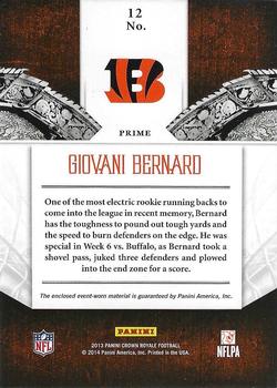 2013 Panini Crown Royale - Heirs to the Throne Materials Prime #12 Giovani Bernard Back