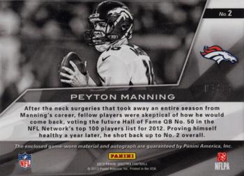 2013 Panini Spectra - Signature Materials Blue #2 Peyton Manning Back