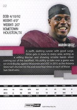 2014 Press Pass - Blue #22 Marion Grice Back