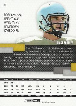 2014 Press Pass - Reflectors #6 Blake Bortles Back