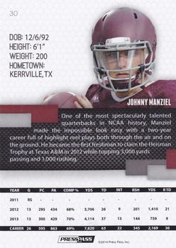 2014 Press Pass - Reflectors #30 Johnny Manziel Back