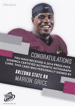 2014 Press Pass - Autographs Blue #PPS-MG2 Marion Grice Back