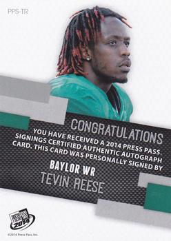 2014 Press Pass - Autographs Blue #PPS-TR Tevin Reese Back