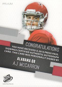 2014 Press Pass - Autographs Bronze #PPS-AM A.J. McCarron Back