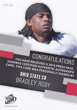 2014 Press Pass - Autographs Bronze #PPS-BR Bradley Roby Back