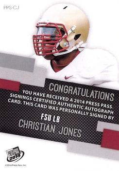 2014 Press Pass - Autographs Bronze #PPS-CJ Christian Jones Back