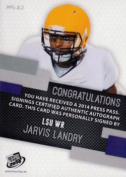 2014 Press Pass - Autographs Bronze #PPS-JL Jarvis Landry Back
