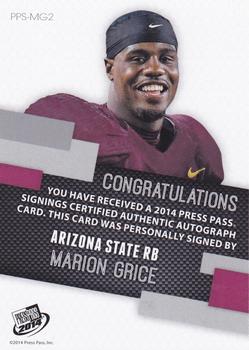 2014 Press Pass - Autographs Bronze #PPS-MG Marion Grice Back