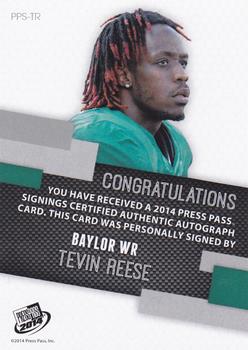 2014 Press Pass - Autographs Bronze #PPS-TR Tevin Reese Back