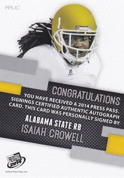 2014 Press Pass - Autographs Bronze #PPS-IC Isaiah Crowell Back