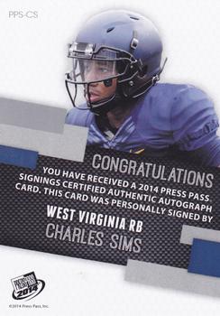 2014 Press Pass - Autographs Gold #PPS-CS Charles Sims Back