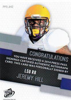 2014 Press Pass - Autographs Gold #PPS-JH2 Jeremy Hill Back
