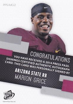 2014 Press Pass - Autographs Gold #PPS-MG2 Marion Grice Back