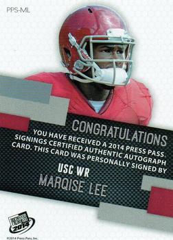 2014 Press Pass - Autographs Gold #PPS-ML Marqise Lee Back