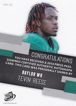 2014 Press Pass - Autographs Gold #PPS-TR Tevin Reese Back