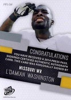 2014 Press Pass - Autographs Gold Red Ink #PPS-LW L'Damian Washington Back