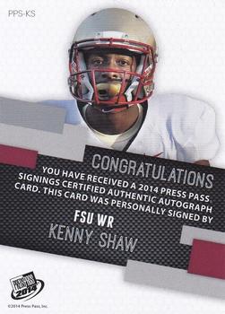 2014 Press Pass - Autographs Red #PPS-KS Kenny Shaw Back