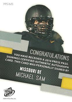 2014 Press Pass - Autographs Red #PPS-MS Michael Sam Back