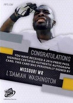 2014 Press Pass - Autographs Silver #PPS-LW L'Damian Washington Back