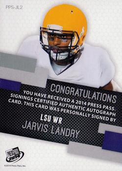 2014 Press Pass - Autographs Silver Red Ink #PPS-JL Jarvis Landry Back