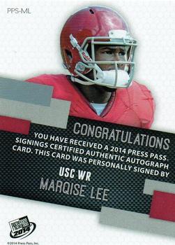 2014 Press Pass - Autographs Silver Red Ink #PPS-ML Marqise Lee Back