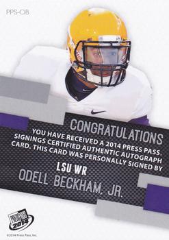 2014 Press Pass - Autographs Silver Red Ink #PPS-OB Odell Beckham Jr. Back