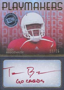 2014 Press Pass - Playmakers Autographs Gold Red Ink #TB Teddy Bridgewater Front