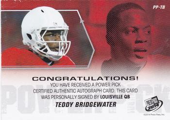 2014 Press Pass - Power Picks Autographs Red #PP-TB Teddy Bridgewater Back
