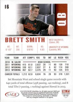 2014 SAGE HIT - Gold #16 Brett Smith Back