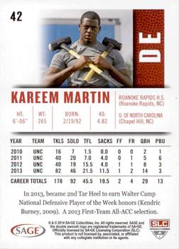 2014 SAGE HIT - Gold #42 Kareem Martin Back