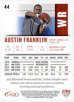 2014 SAGE HIT - Gold #44 Austin Franklin Back