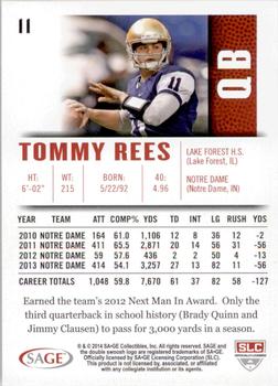 2014 SAGE HIT - Silver #11 Tommy Rees Back