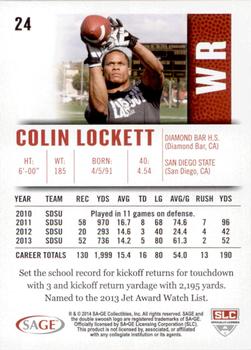 2014 SAGE HIT - Silver #24 Colin Lockett Back