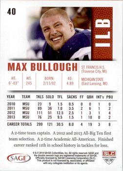 2014 SAGE HIT - Silver #40 Max Bullough Back