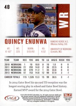 2014 SAGE HIT - Silver #48 Quincy Enunwa Back