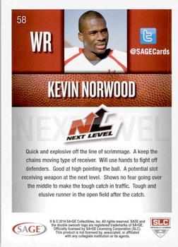 2014 SAGE HIT - Silver #58 Kevin Norwood Back